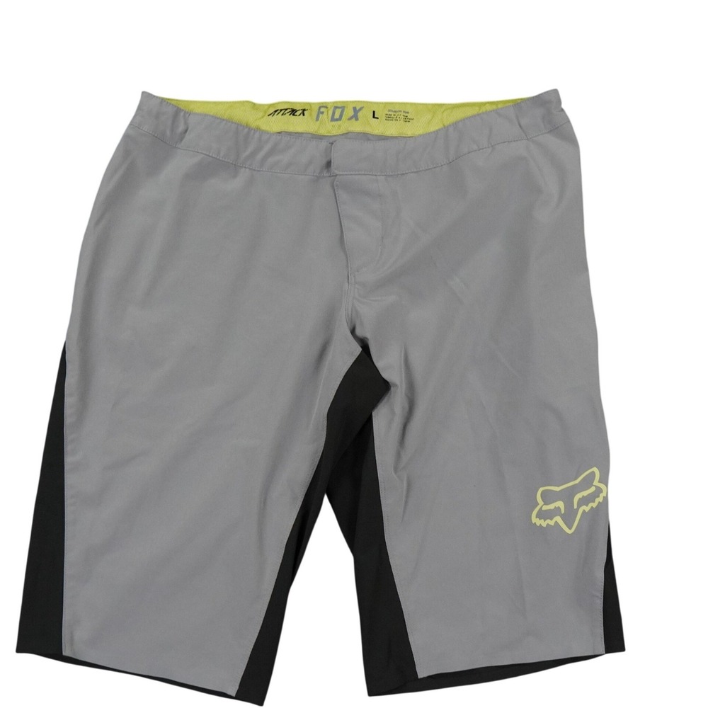 Fox Attack Shorts Mens Large Gray Black TruMotion MTB Mountain Bike Lightweight
